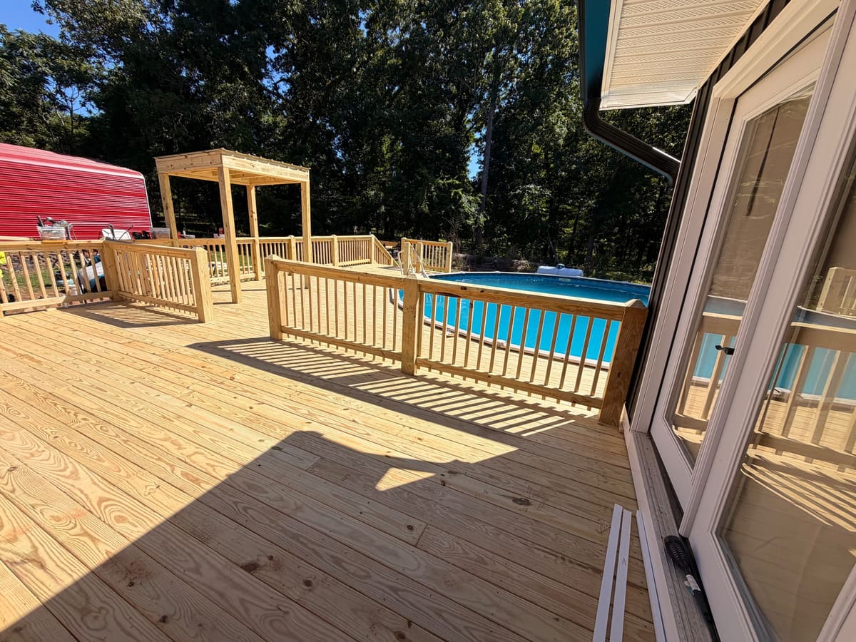 Pool deck and railing